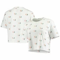 Top 10 👍 Boxercraft 👩 Women's White Miami Hurricanes Cropped Allover Print T-Shirt 😀