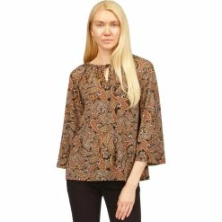 Discount ✔️ Michael Kors Paisley Keyhole Peasant Top 🔔