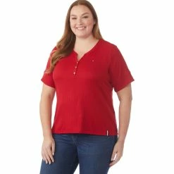 Best deal 🎁 Tommy Hilfiger Plus Size Rib Knit Henley Top 🔥