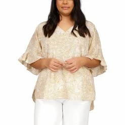 Best reviews of 🔥 Michael Kors Plus Size Paisley Ruffle Sleeve Top 🔔