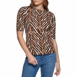 Budget π Calvin Klein Elbow Sleeve Pleated Print Top π
