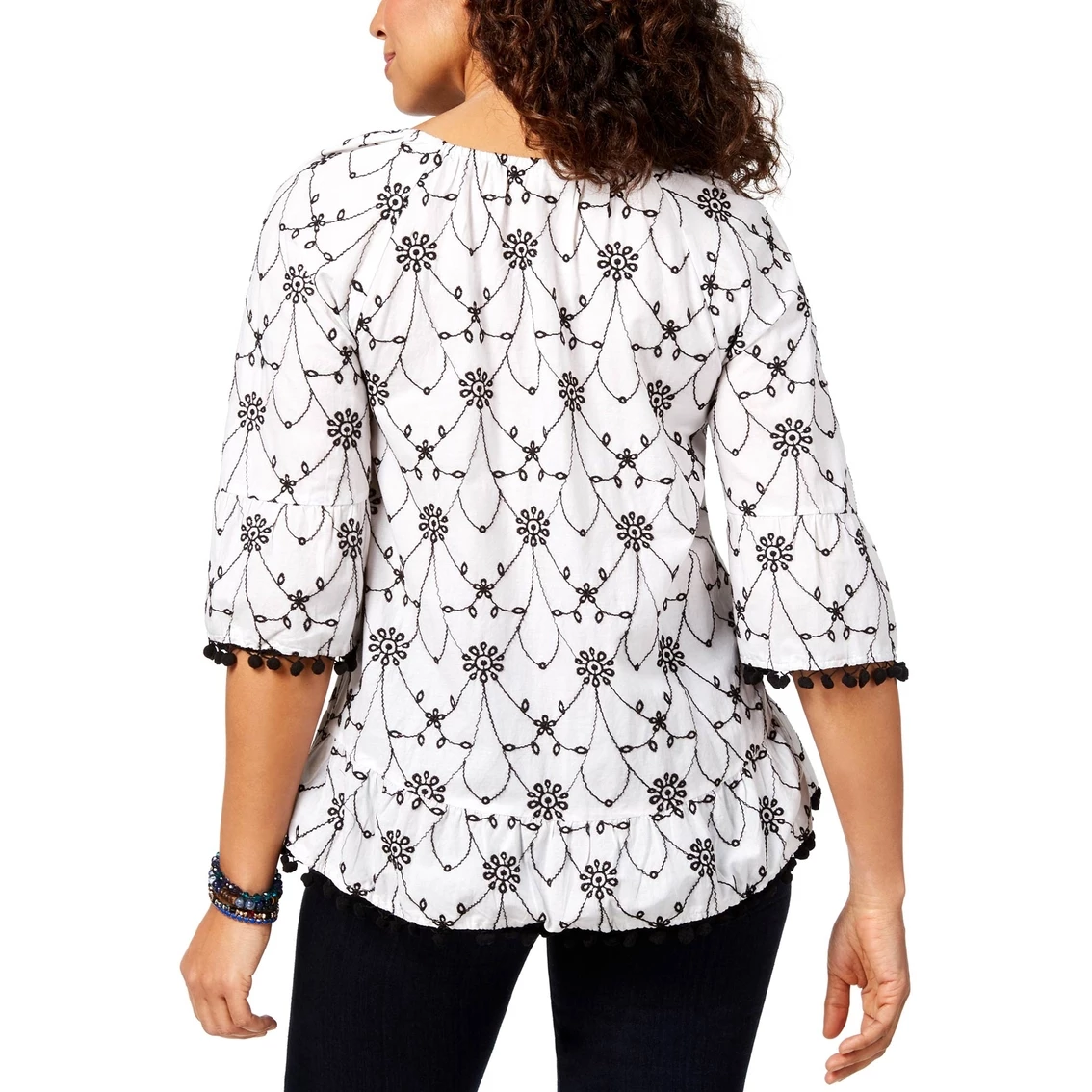 Best reviews of π Style&Co. Style & Co. Petite Cotton Pom Pom Trim Top β - Image 2