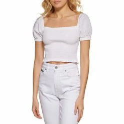 Coupon 😉 DKNY Cropped Puff Sleeve Smock Hem Top 🤩
