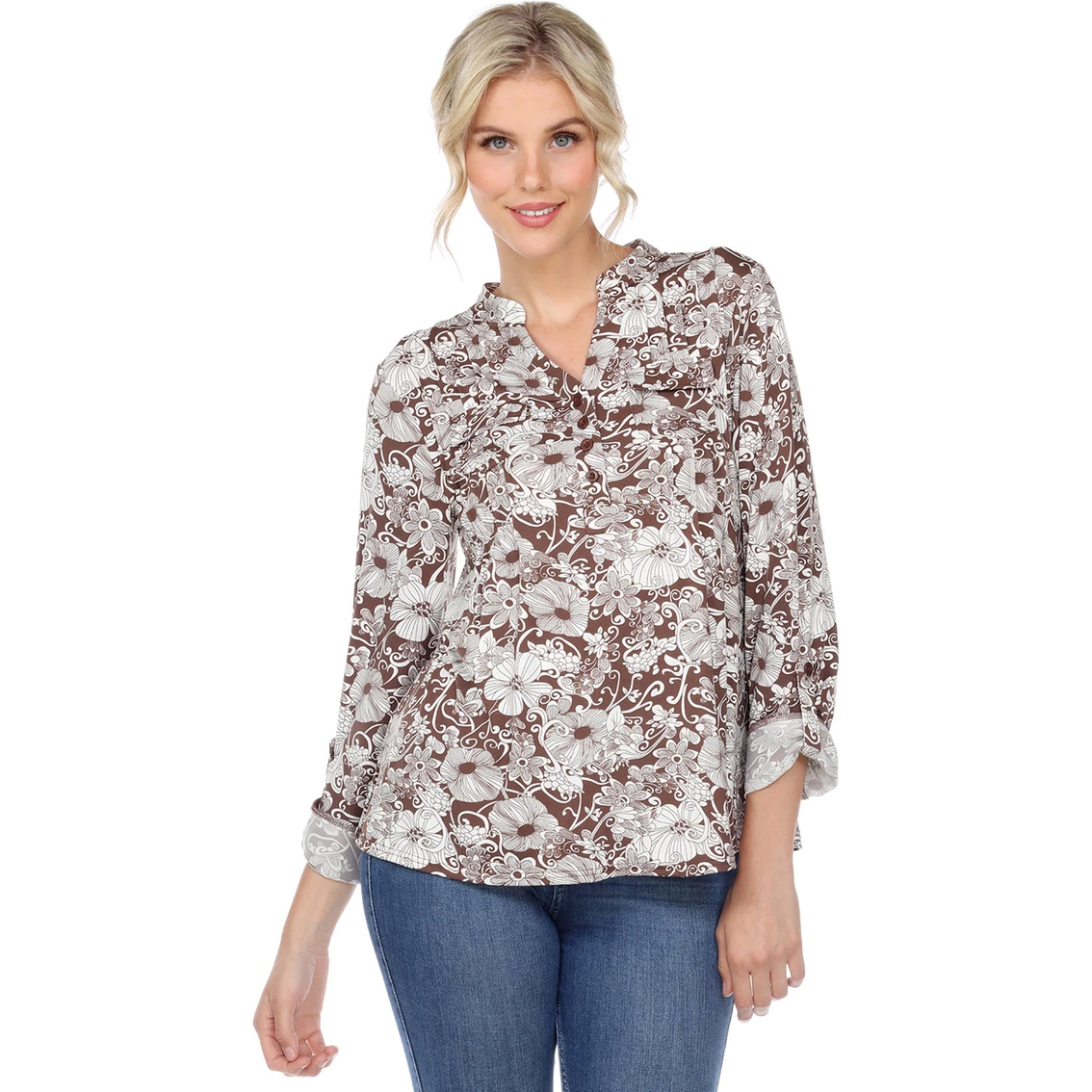 Hot Sale π White Mark Pleated Floral Print Blouse Tunic Top β€οΈ - Image 3