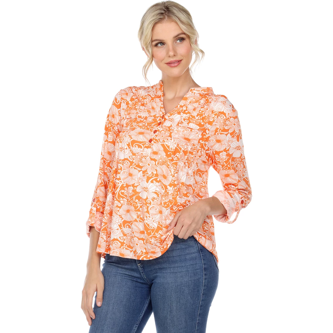 Hot Sale π White Mark Pleated Floral Print Blouse Tunic Top β€οΈ - Image 4