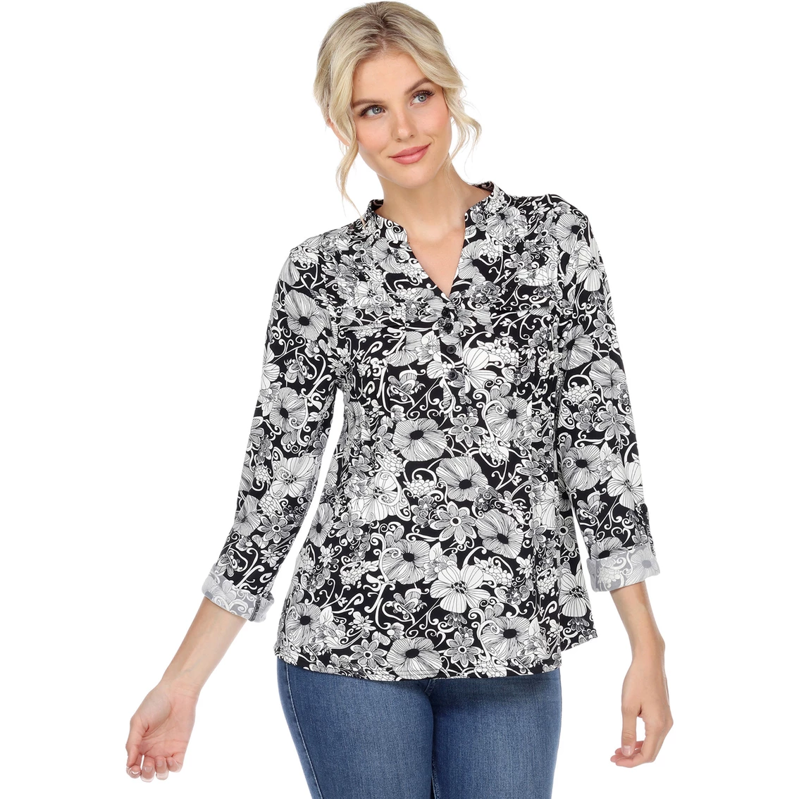 Hot Sale π White Mark Pleated Floral Print Blouse Tunic Top β€οΈ - Image 5