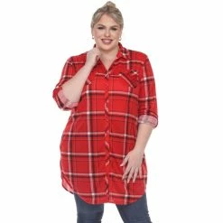 Cheap 😉 White Mark Plus Size Printed Plaid Tunic 🔔