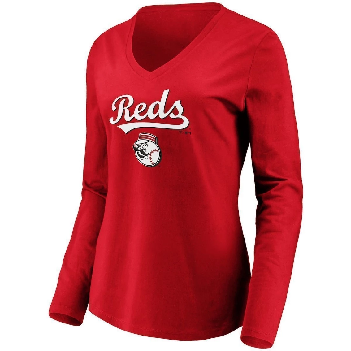 Promo π Women's Fanatics Branded Red Cincinnati Reds Core Team Lockup Long Sleeve V-Neck T-Shirt π - Image 3