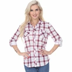 Budget π White Mark Oakley Stretch Plaid Top β€οΈ