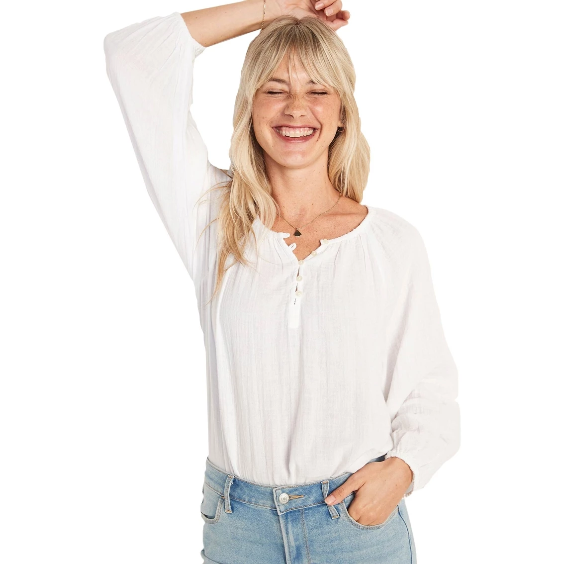 Budget π Old Navy Shirred Double Weave Blouse π - Image 2