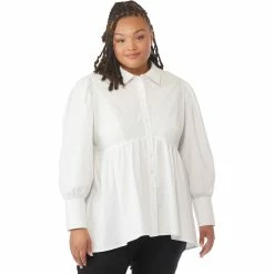 Deals ⌛ JW Plus Size Hi Low Puff Sleeve Blouse 😀