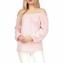 Cheap 🌟 Michael Kors Pinstripe Jacquard Off Shoulder Top 🔔