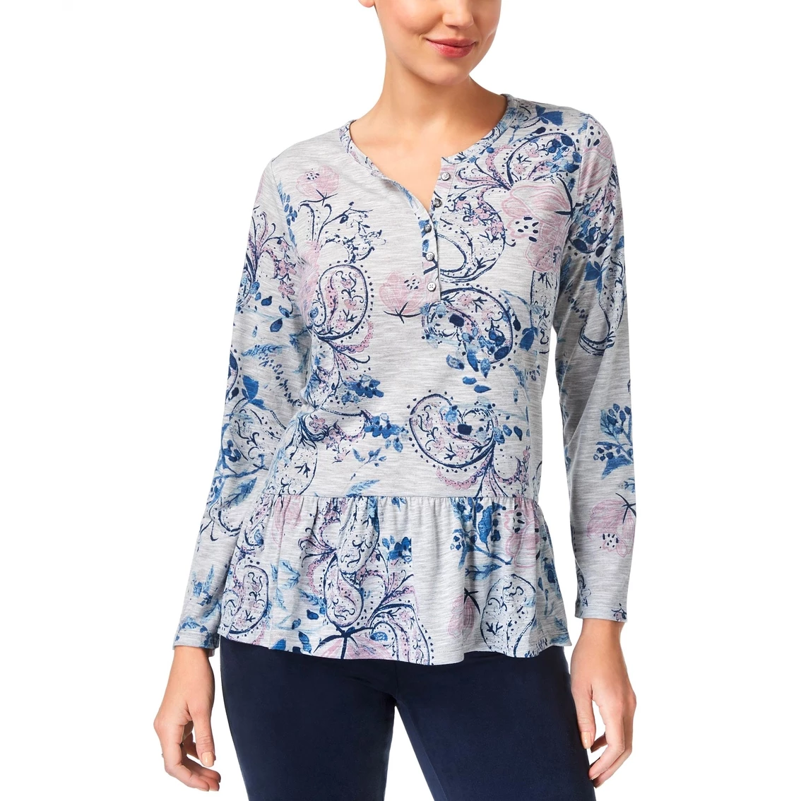 Buy π― Style&Co. Style & Co. Printed Peplum Henley β