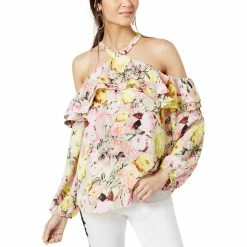 Cheap ✨ INC International Concepts Petite Floral-Print Cold-Shoulder Top 🥰