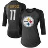Promo 🧨 Majestic Threads 👩 Women's Fanatics Branded Chase Claypool Black Pittsburgh Steelers Team Player Name & Number Tri-Blend Raglan 3/4-Sleeve T-Shirt ✨