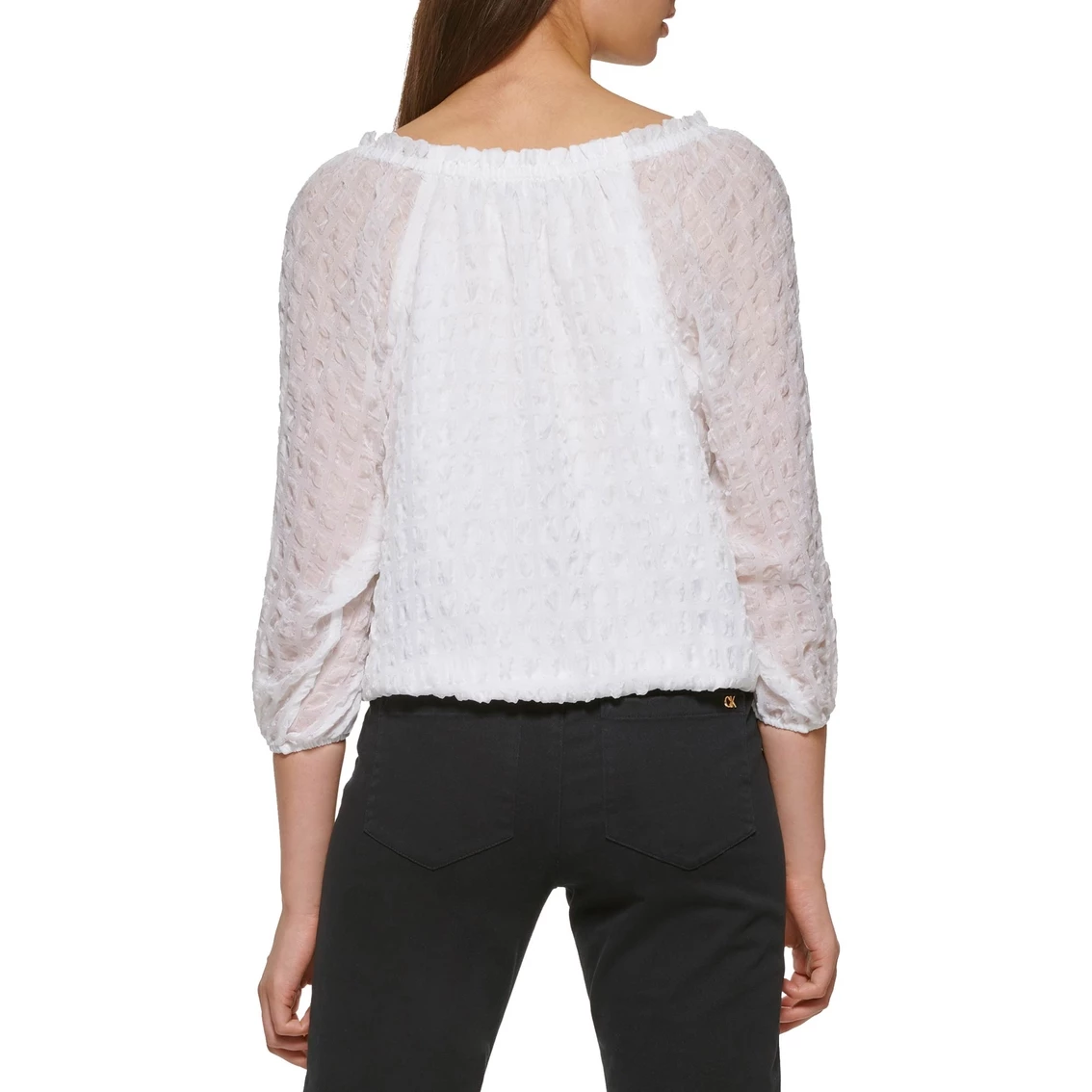 Hot Sale β€οΈ Calvin Klein Sheer Windowpane Blouse β - Image 2