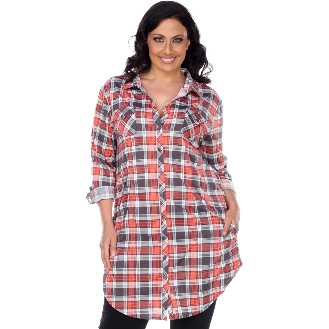 Coupon β White Mark Plus Size Piper Stretch Plaid Tunic π - Image 4