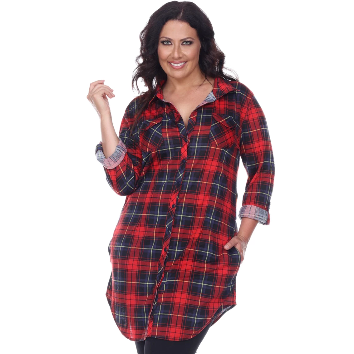 Coupon β White Mark Plus Size Piper Stretch Plaid Tunic π - Image 6
