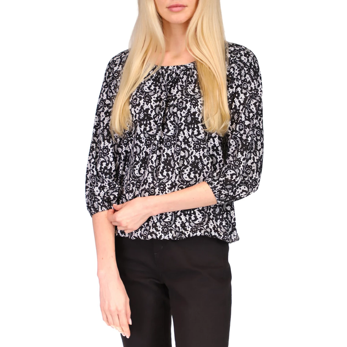 Cheap β€οΈ Michael Kors Lovely Lace Peasant Top β