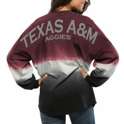 Buy 😀 Women's Maroon Texas A&M Aggies Ombre Long Sleeve Dip-Dyed Spirit Jersey 🛒