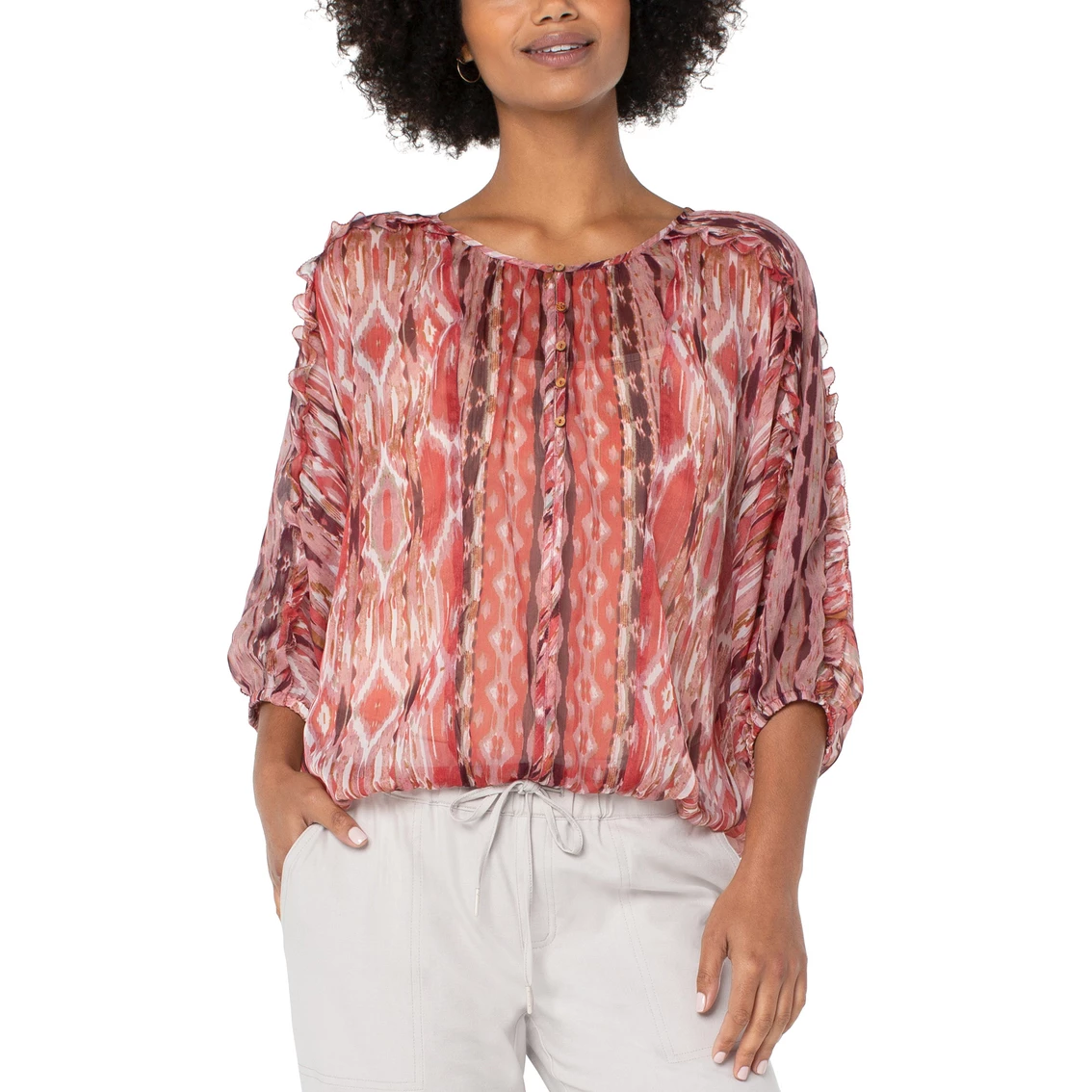 Outlet π₯° Liverpool Ruffle Popover Blouse βοΈ