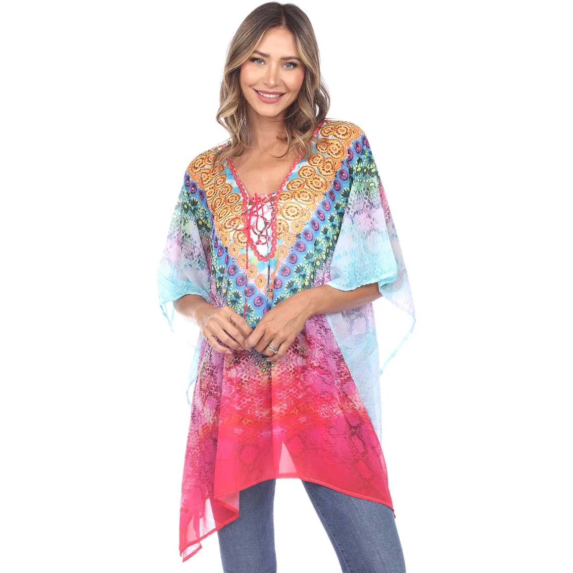 Budget π White Mark Animal Print Caftan With Tie-up Neckline β¨ - Image 4