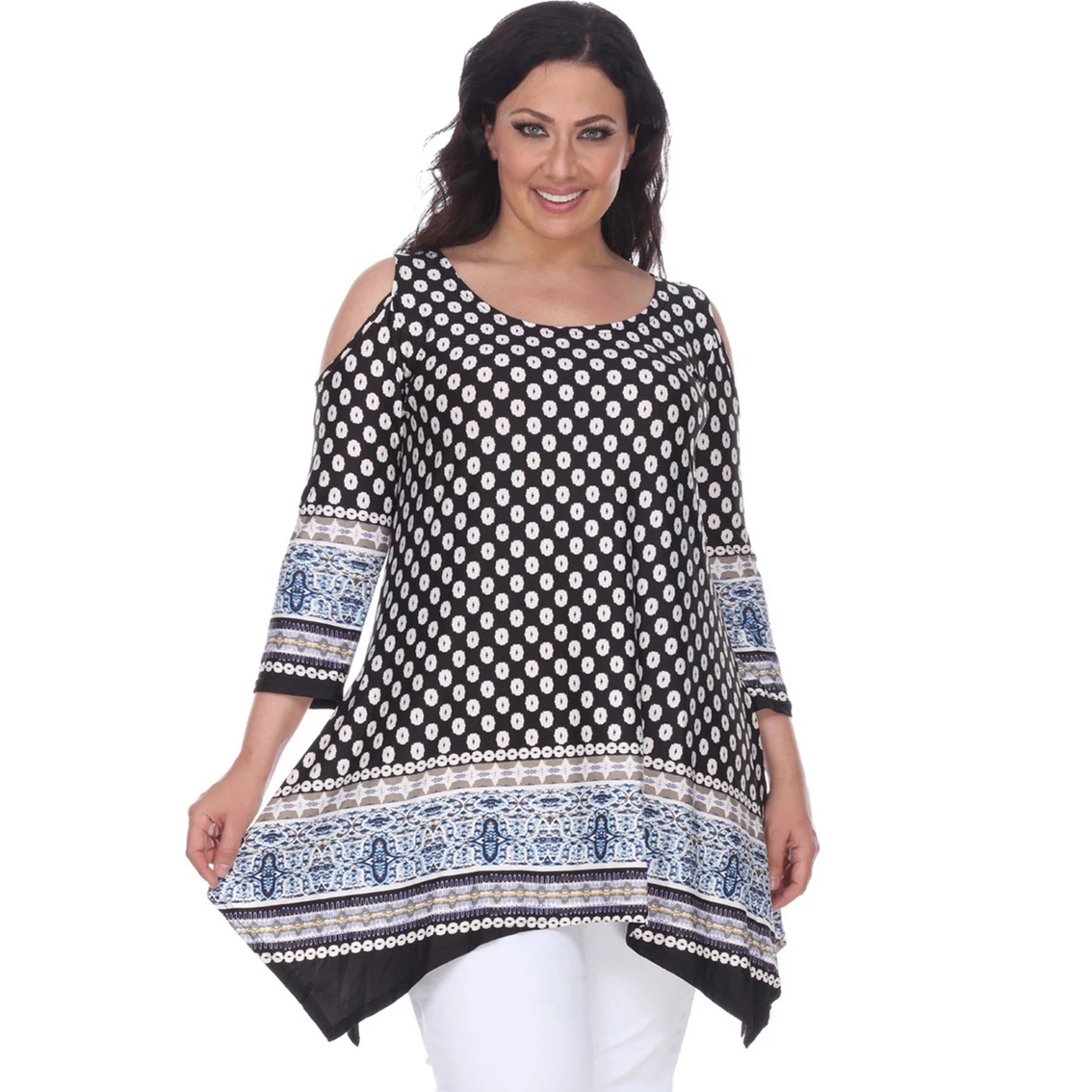 Flash Sale π White Mark Plus Size Antonia Cold Shoulder Tunic β€οΈ