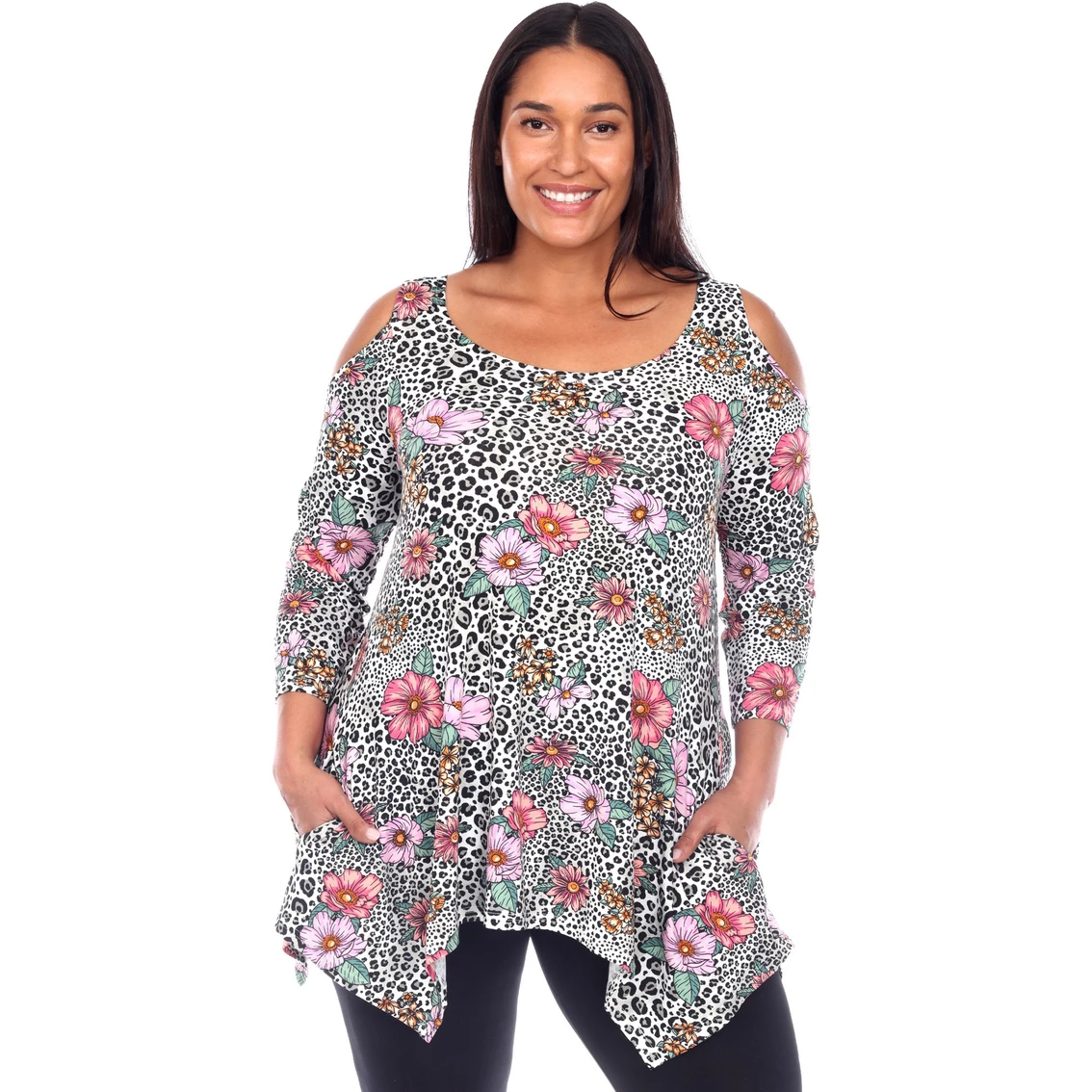 Flash Sale π White Mark Plus Size Antonia Cold Shoulder Tunic β€οΈ - Image 3