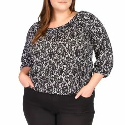 Discount ⭐ Michael Kors Plus Size Lovely Lace Peasant Top 🤩
