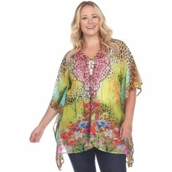 Buy β White Mark Plus Size Tie Up Neckline Caftan Top β¨