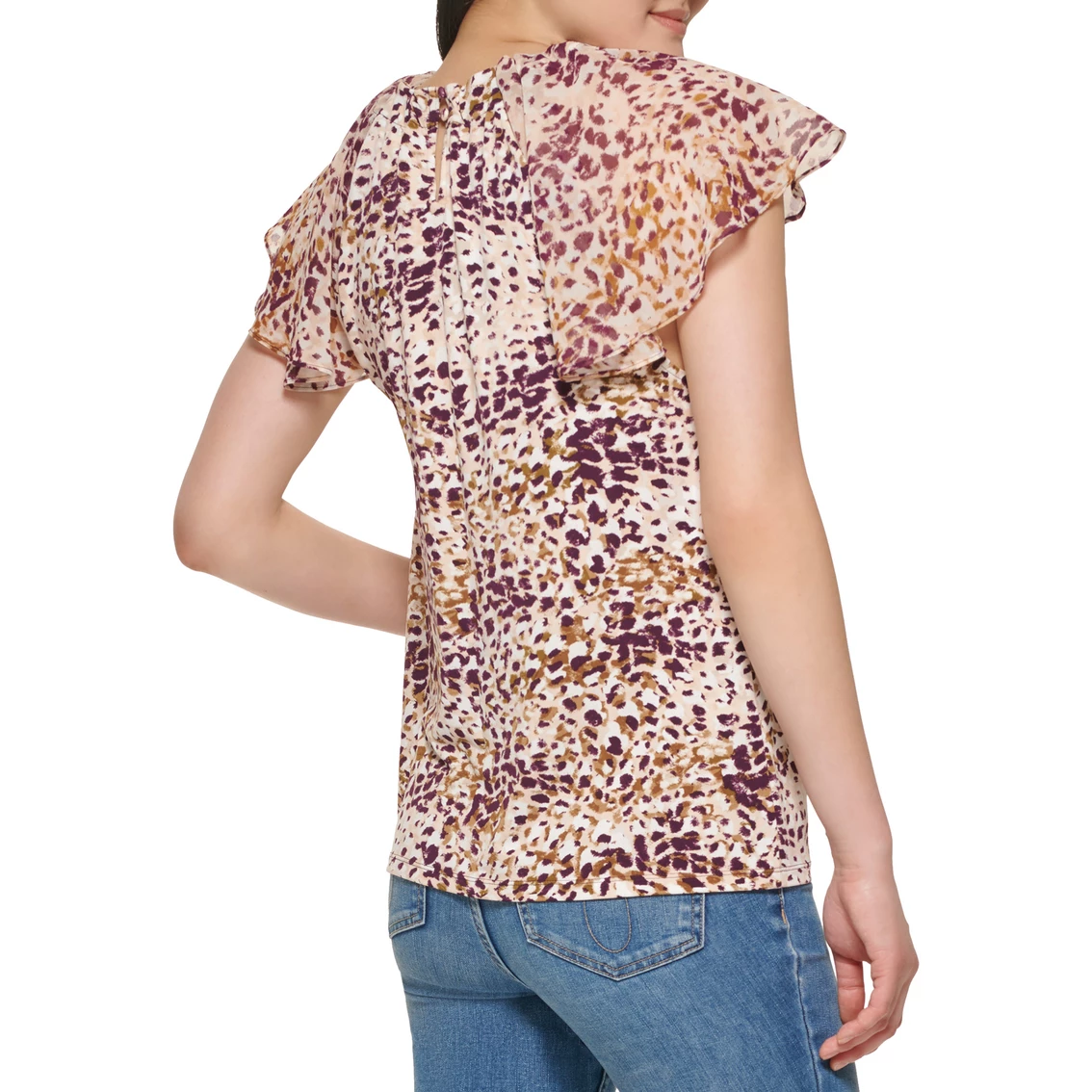 Best Pirce π Calvin Klein Printed Chiffon Ruffle Top β€οΈ - Image 2