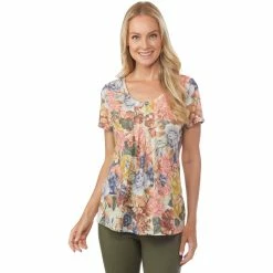 Coupon 🌟 Passports Pleat Neck Sublimation Top 🔔