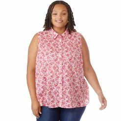 Brand new 🛒 Tommy Hilfiger Plus Size Floral Print Sleeveless Button Front 👕 Shirt 🎉