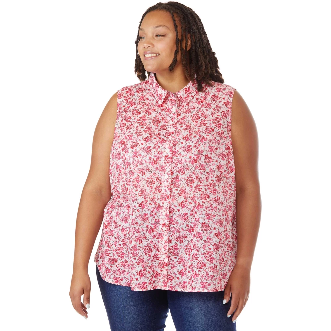 Brand new π Tommy Hilfiger Plus Size Floral Print Sleeveless Button Front π Shirt π - Image 3