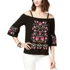 Cheapest ⭐ INC International Concepts Petite Cold Shoulder Embroidered Top 👏