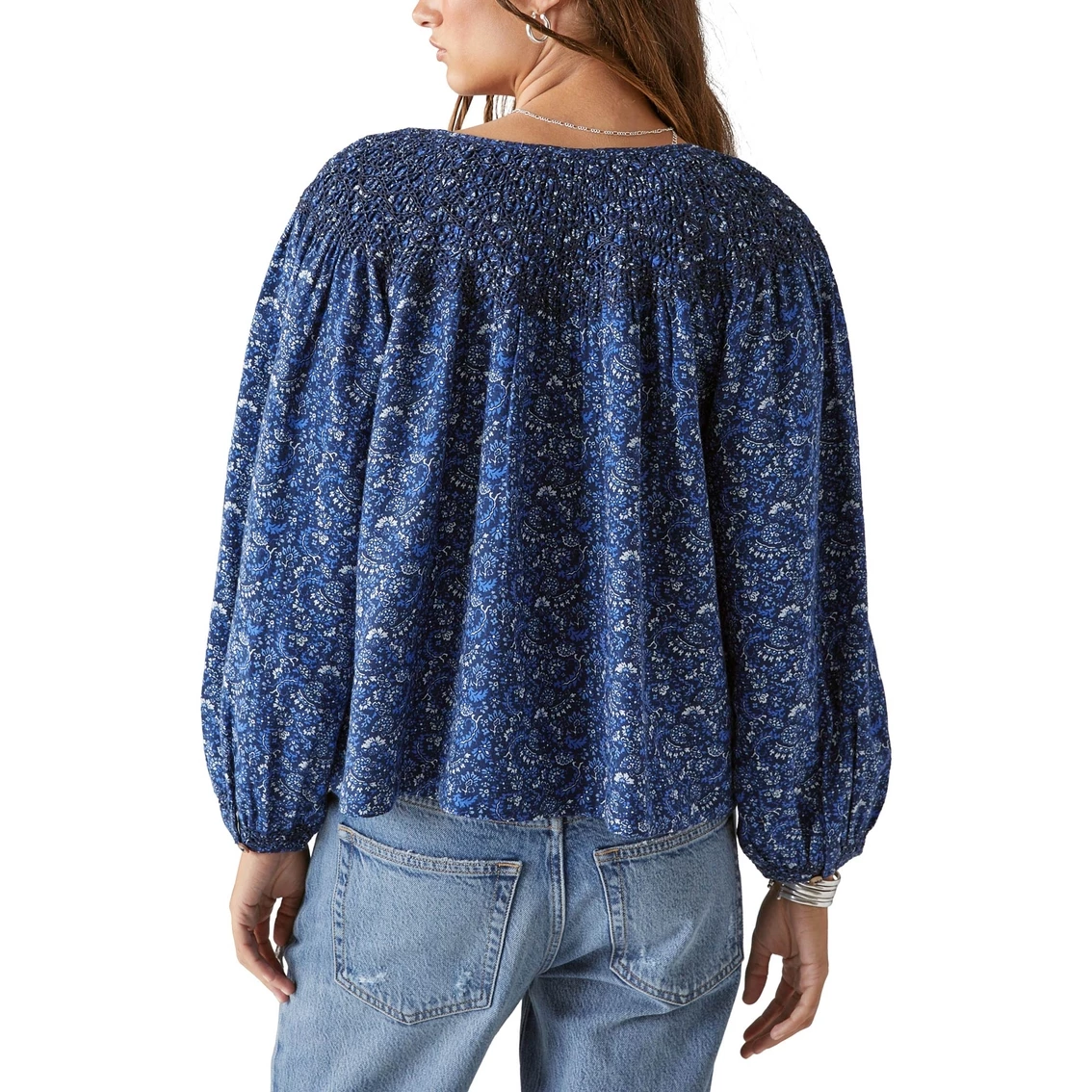Budget π₯° Lucky Brand Printed Smocked Peasant Blouse π₯ - Image 2