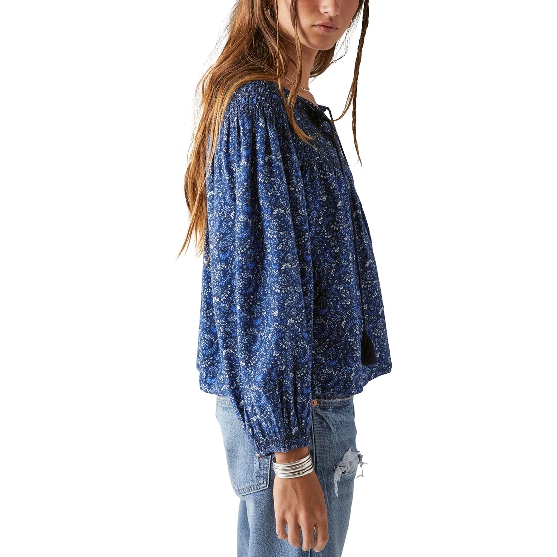 Budget π₯° Lucky Brand Printed Smocked Peasant Blouse π₯ - Image 3