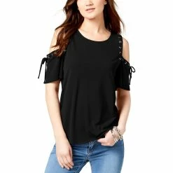 Outlet 🔥 INC International Concepts Petite Lace-Up Cold-Shoulder Top 😍