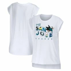 Hot Sale π Women's WEAR By Erin Andrews White San Jose Sharks Greetings From Muscle T-Shirt π