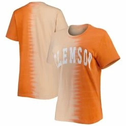 Best Sale ❤️ Women's Gameday Couture Orange Clemson Tigers Find Your Groove Split-Dye T-Shirt ❤️