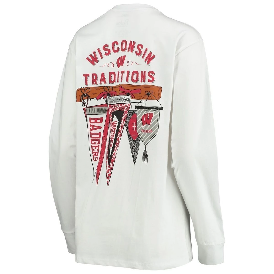 Best deal β€οΈ Women's Pressbox White Wisconsin Badgers Traditions Pennant Long Sleeve T-Shirt π― - Image 4