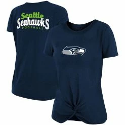 Best deal π€© Women's New Era College Navy Seattle Seahawks Slub T-Shirt With Front Twist Knot β€οΈ