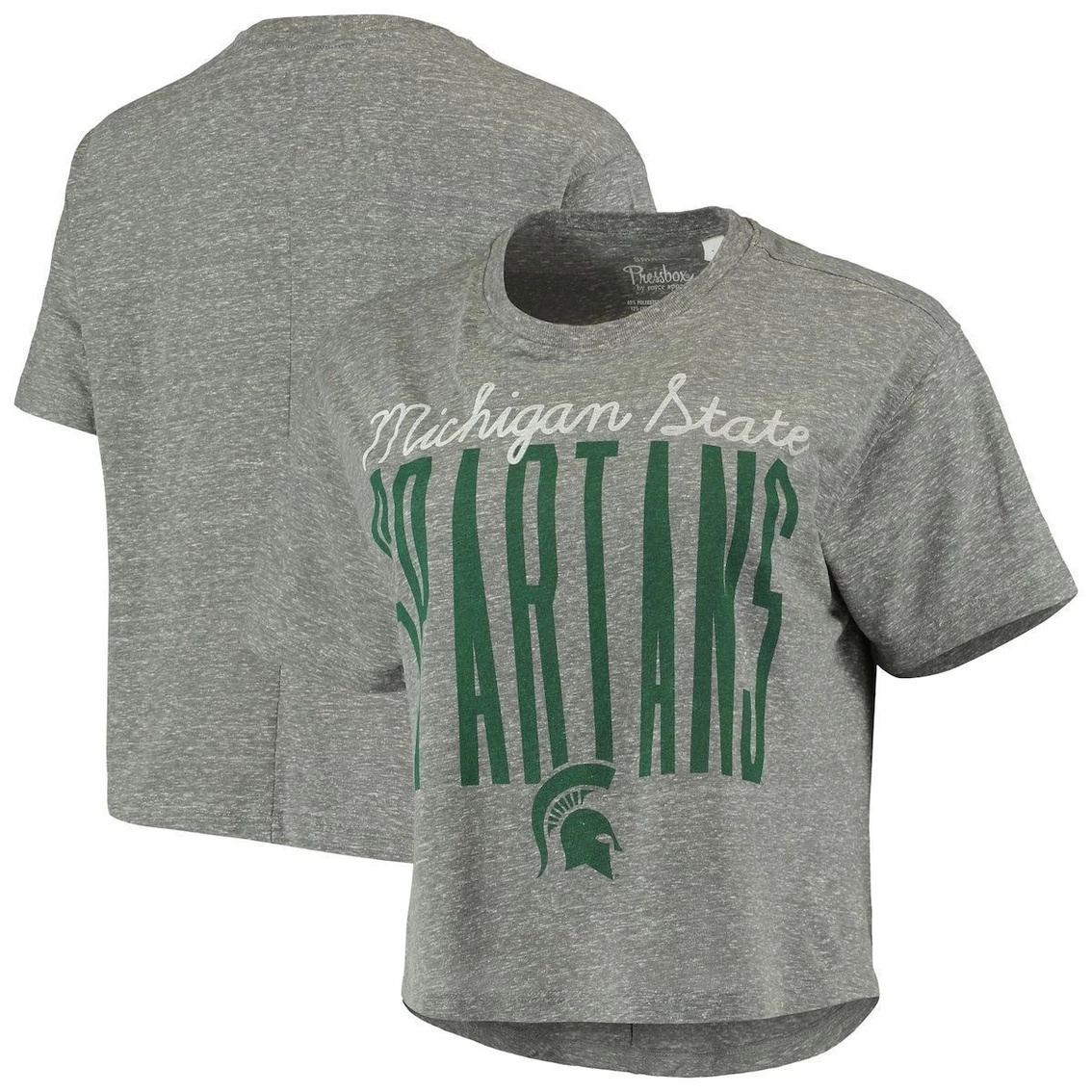 Cheap π Women's Pressbox Heathered Gray Michigan State Spartans Sanibel Knobi Crop T-Shirt β¨ - Image 2
