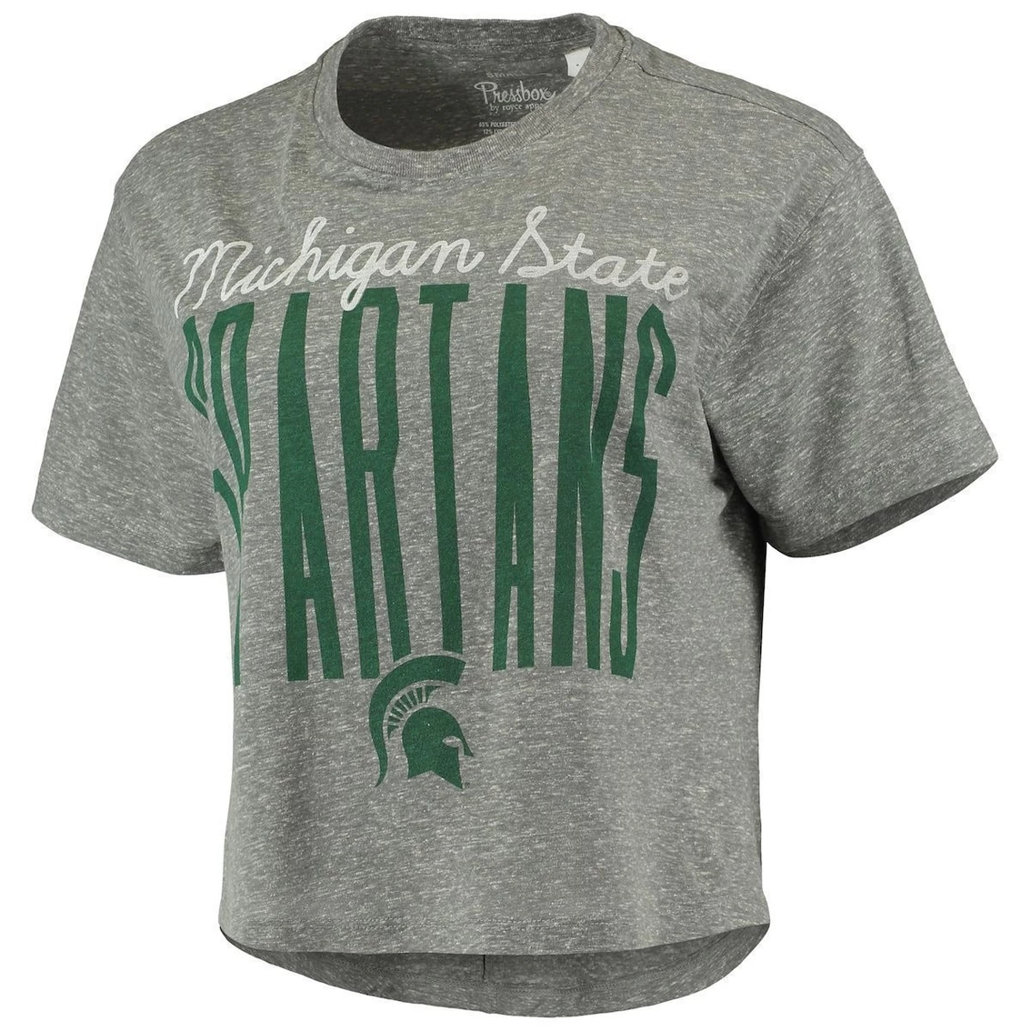 Cheap π Women's Pressbox Heathered Gray Michigan State Spartans Sanibel Knobi Crop T-Shirt β¨ - Image 3