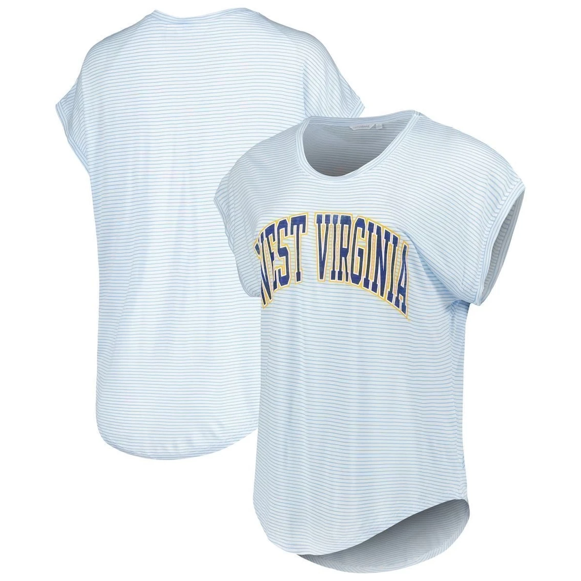 Buy π Camp David π© Women's White/Light Blue West Virginia Mountaineers Day Trip Striped Scoop Neck T-Shirt π - Image 2