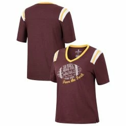 Top 10 π₯° Women's Colosseum Heathered Maroon Arizona State Sun Devils 15 Min Early Football V-Neck T-Shirt π₯
