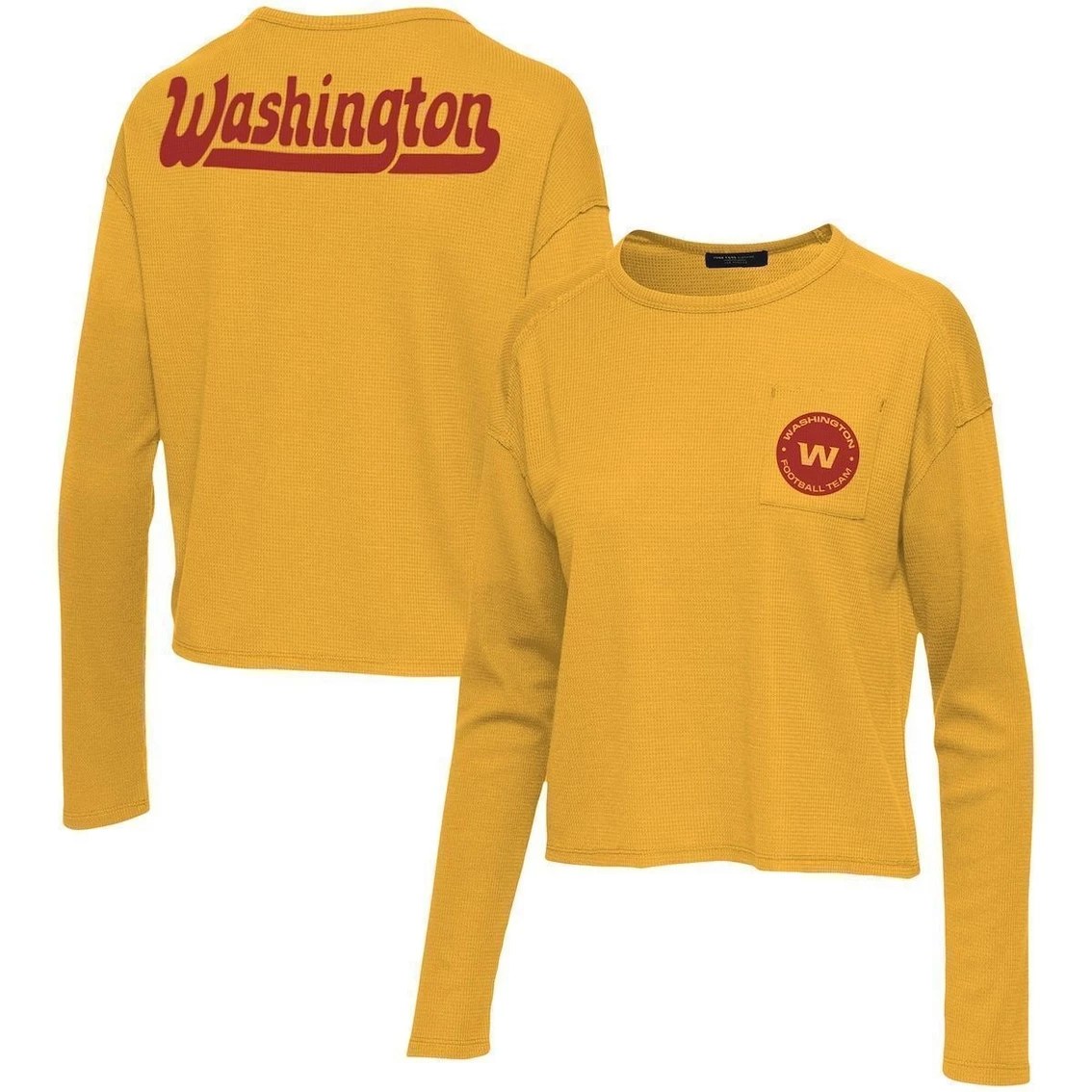 Cheapest π Women's Junk Food Gold Washington Football Team Pocket Thermal Long Sleeve T-Shirt β - Image 2