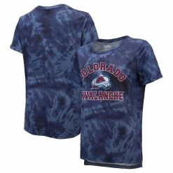 Cheapest 🎁 Women's Majestic Threads Navy Colorado Avalanche Boyfriend Tie-Dye T-Shirt ⭐