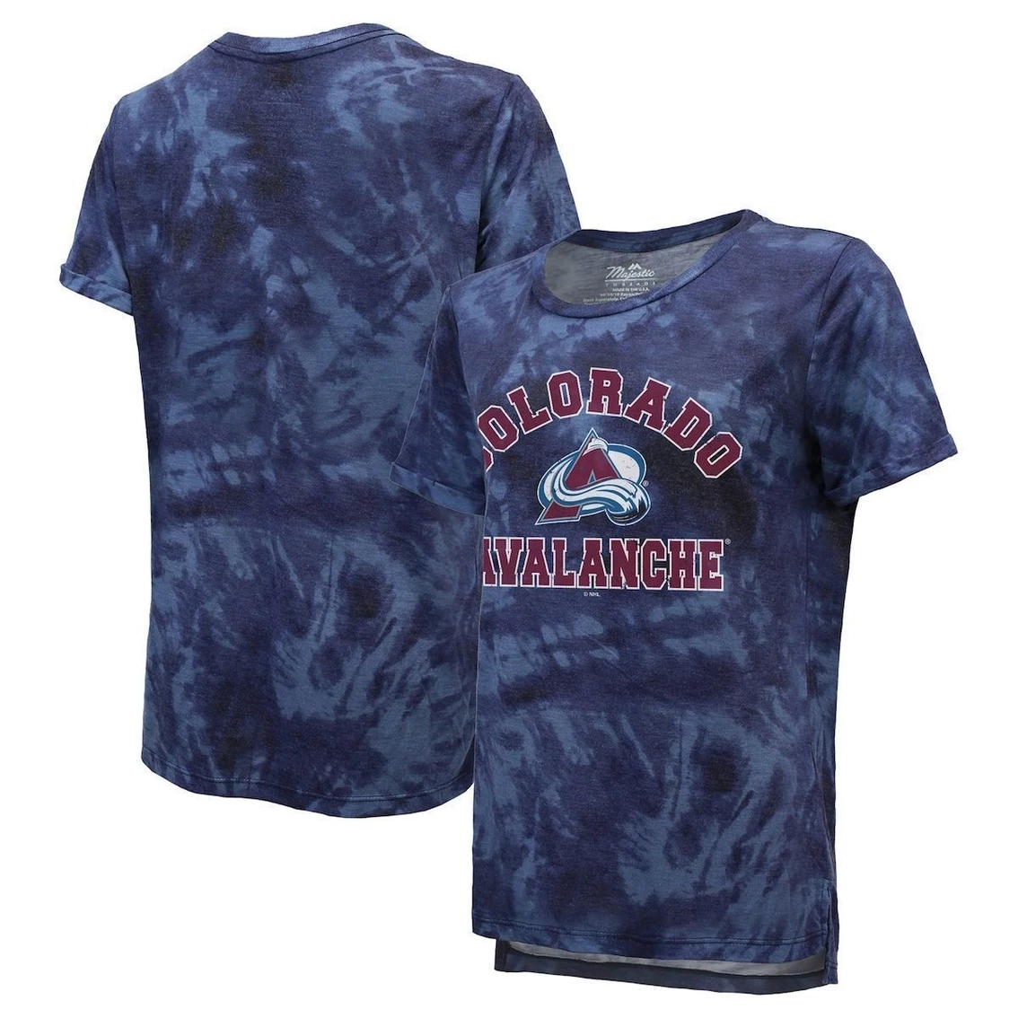 Cheapest π Women's Majestic Threads Navy Colorado Avalanche Boyfriend Tie-Dye T-Shirt β