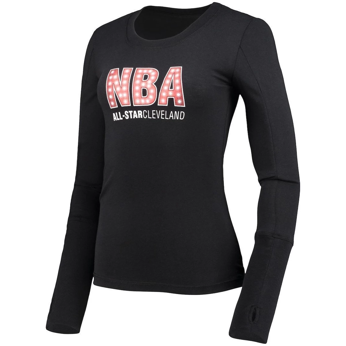 Outlet π Women's Lusso Style Black 2022 NBA All-Star Game Lizzie Long Sleeve T-Shirt π - Image 3